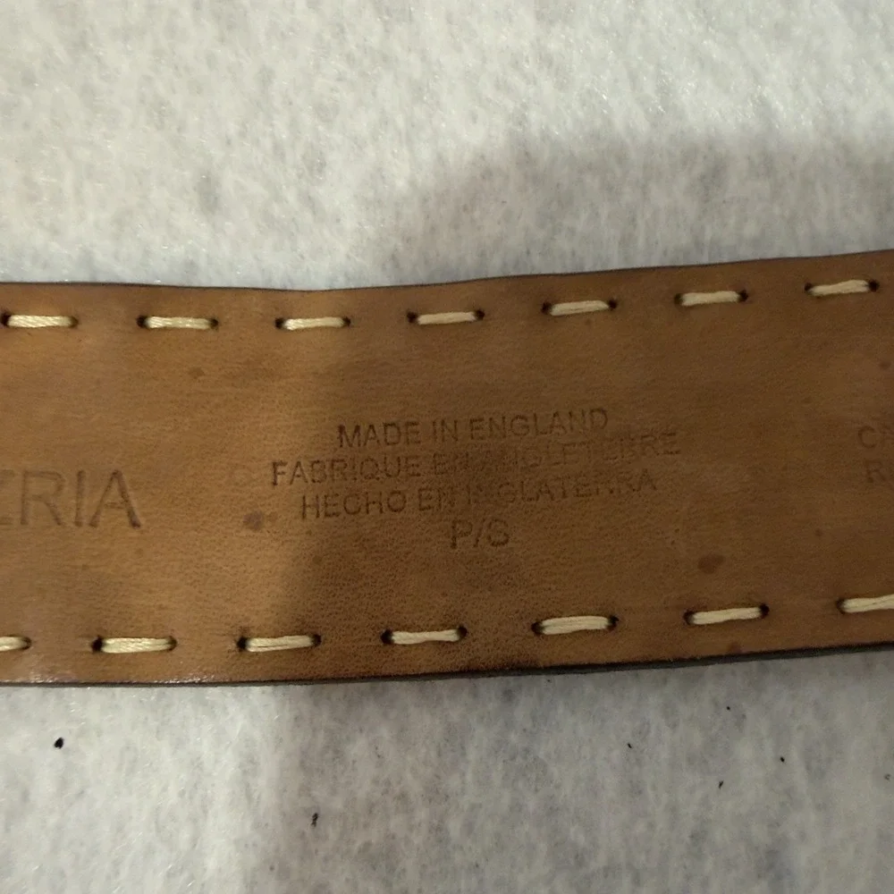 BCBG Max Azria Pink Leather Belt Made in England Double Prong Size Small